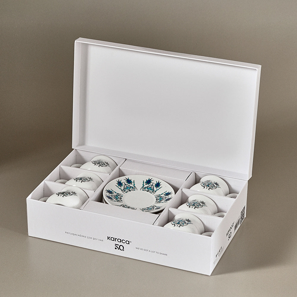 Karaca Bursa coffee set in an open presentation box