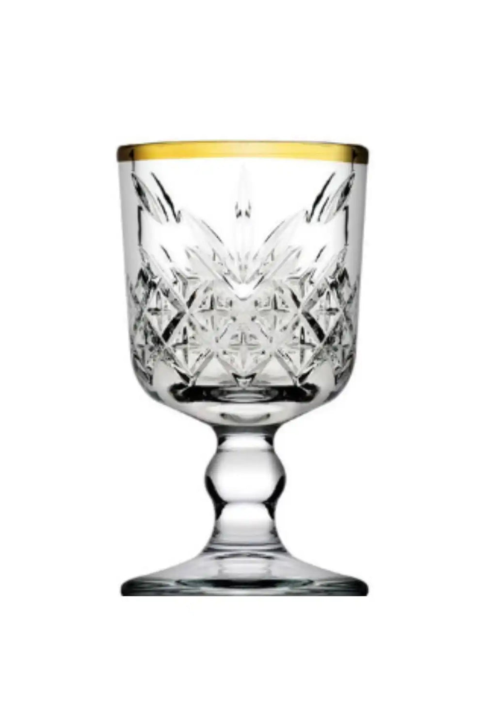 Paşabahçe Timeless Golden Touch mini stemmed glass with gold-coloured rim