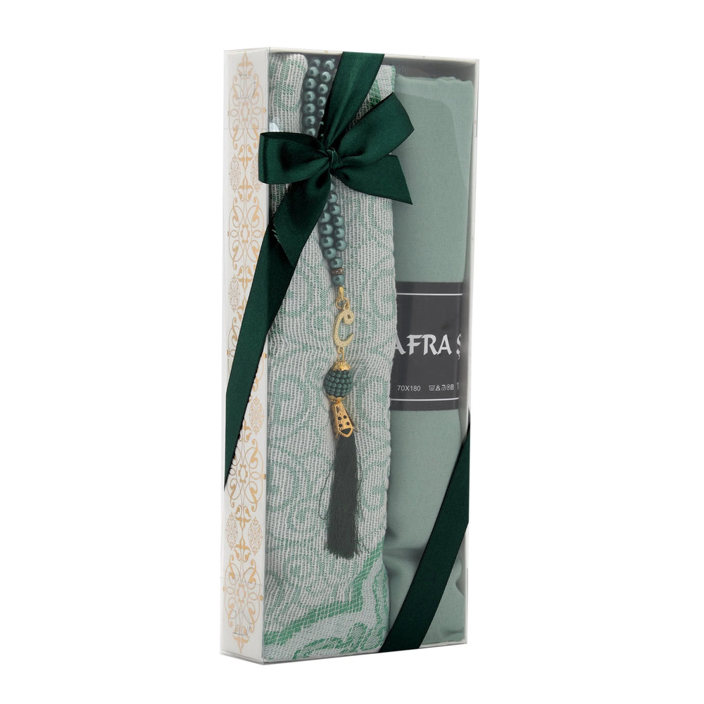 Afra prayer gift set in a green ribbon presentation box