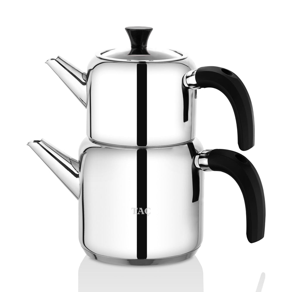 Taç Hera Turkish Teapot Set, Black Handles