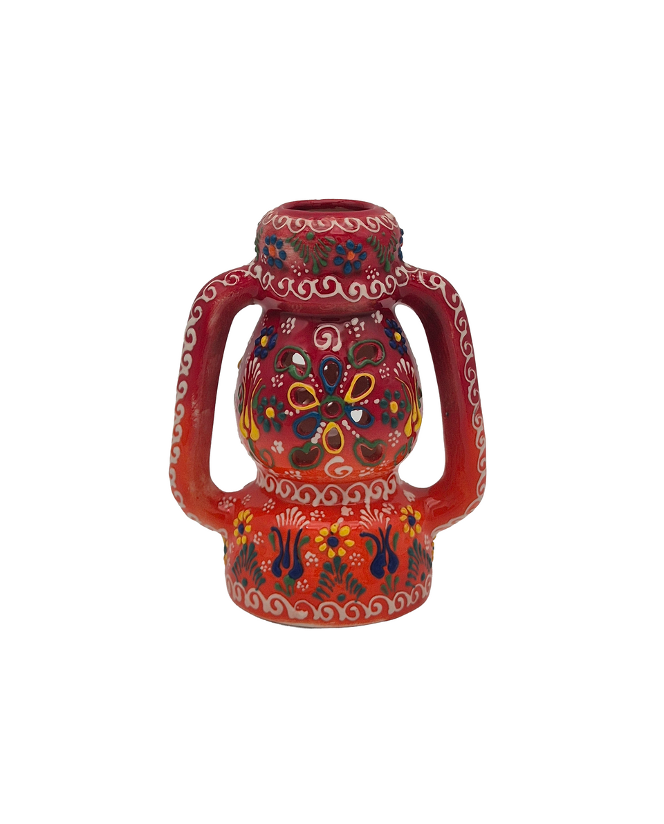 Floral Ceramic Lantern Candle Holder - image 1