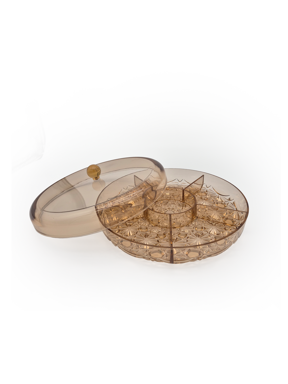 Divided Snack Serving Tray with Lid - Gold - image 2