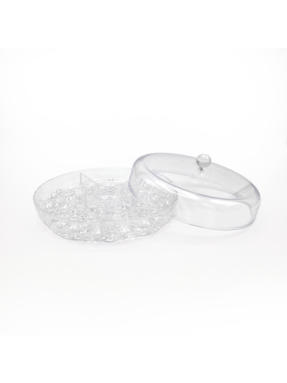 Divided Snack Serving Tray with Lid - Clear - image 3