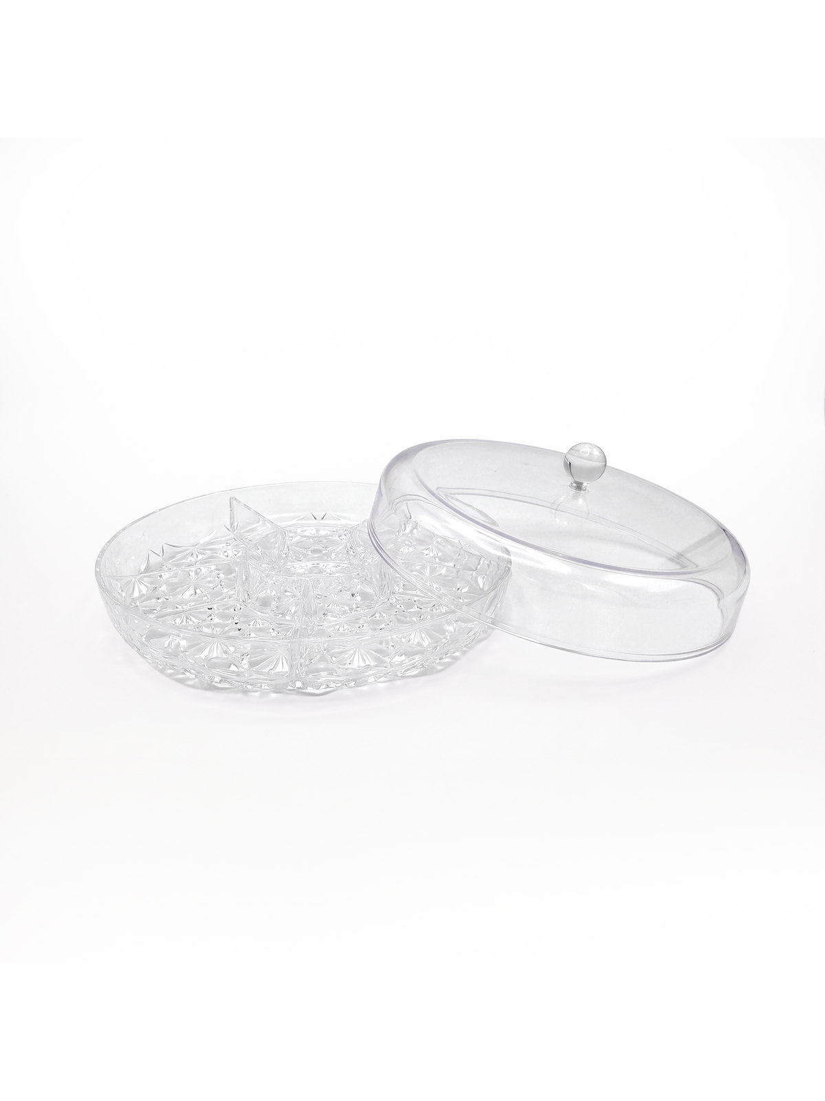 Divided Snack Serving Tray with Lid - Clear - image 3