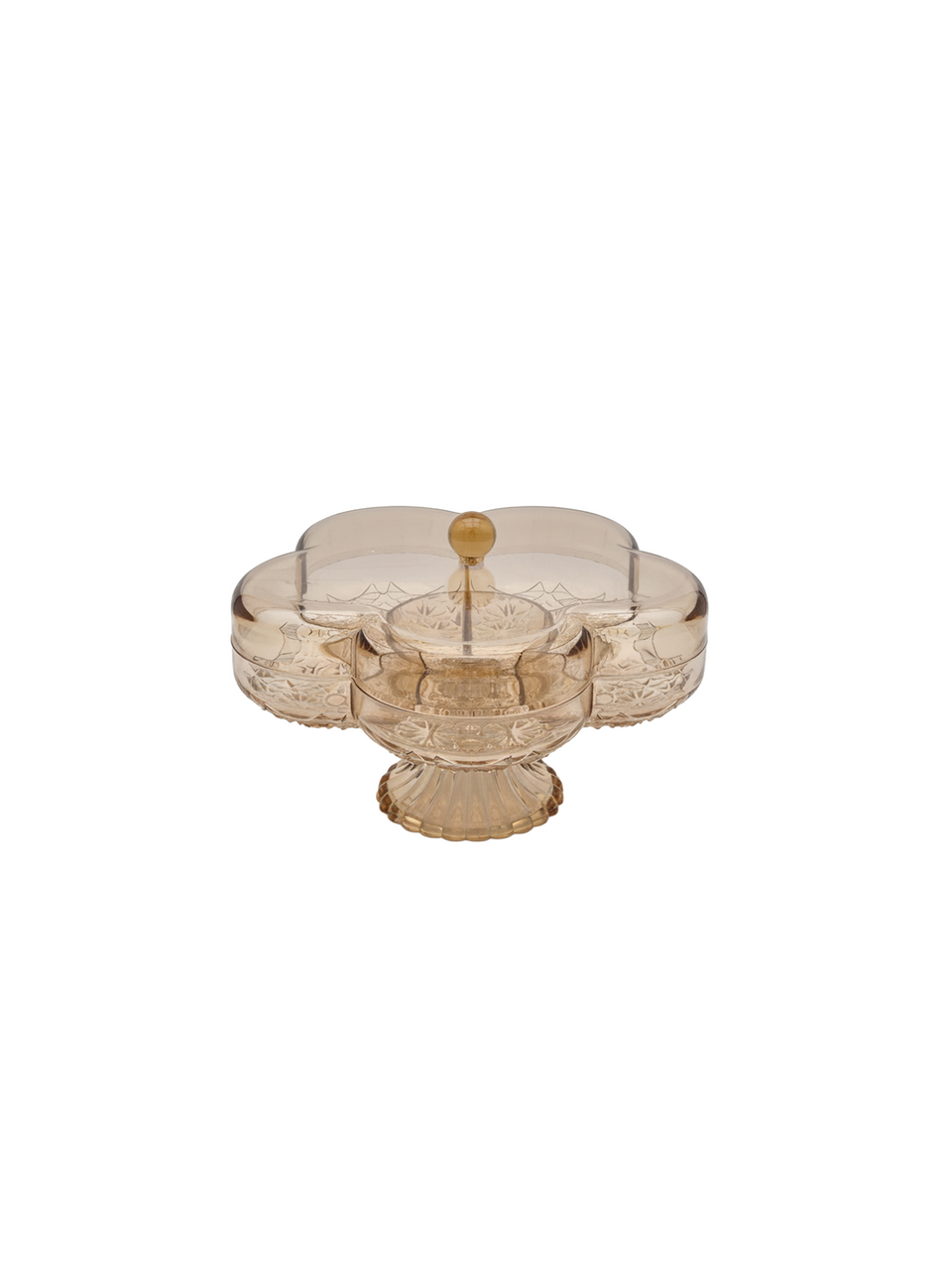 Flower Snack Serving Dish with Lid - Large Gold - image 1