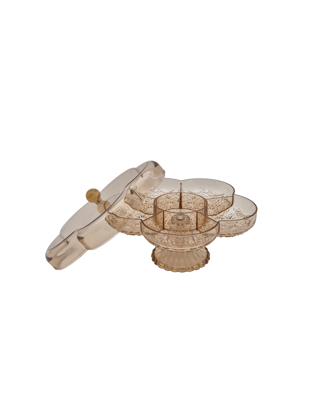 Flower Snack Serving Dish with Lid - Large Gold - image 3