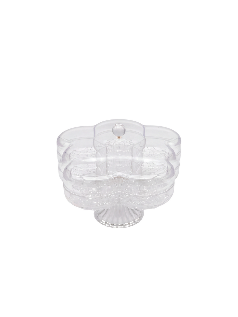 Flower Snack Serving Dish with Lid - Large Clear - image 1