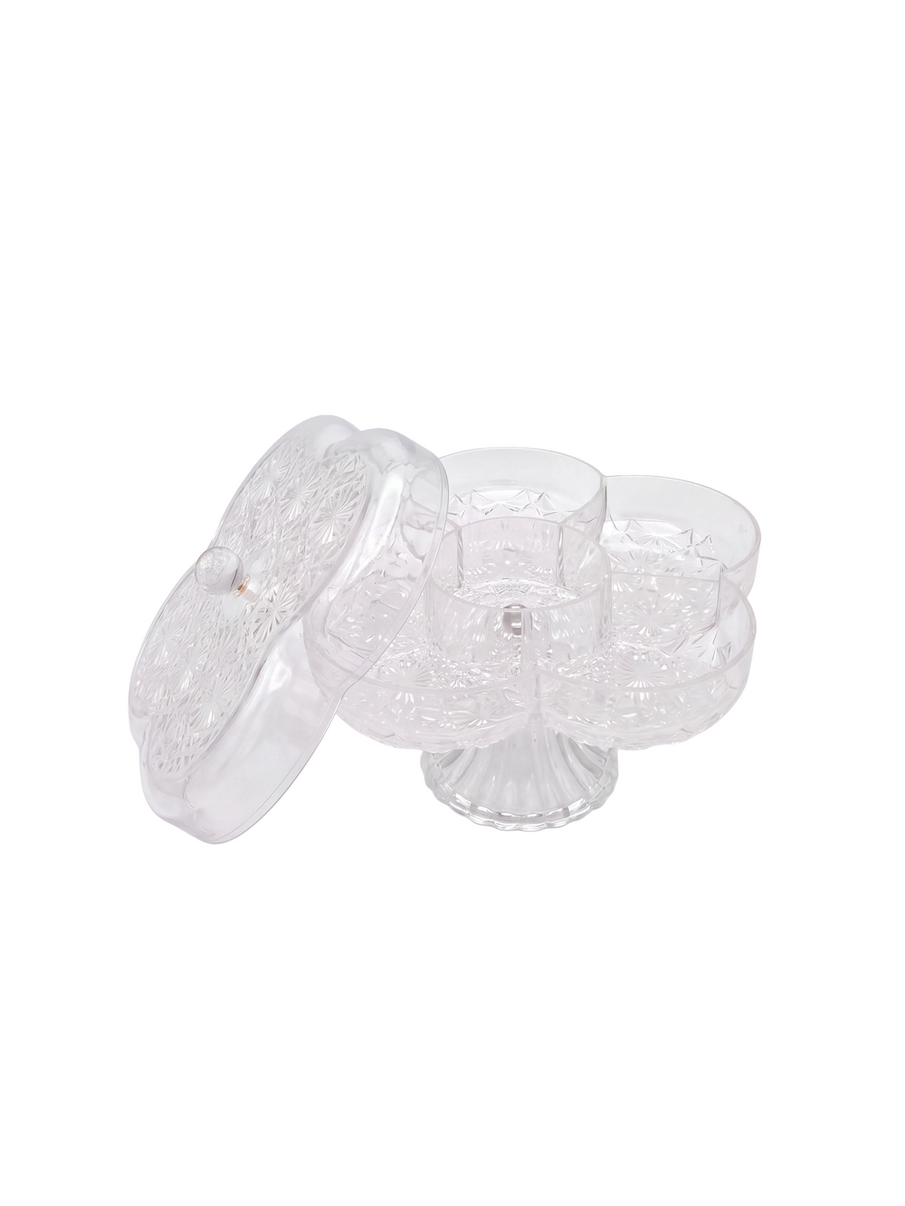 Flower Snack Serving Dish with Lid - Large Clear - image 3