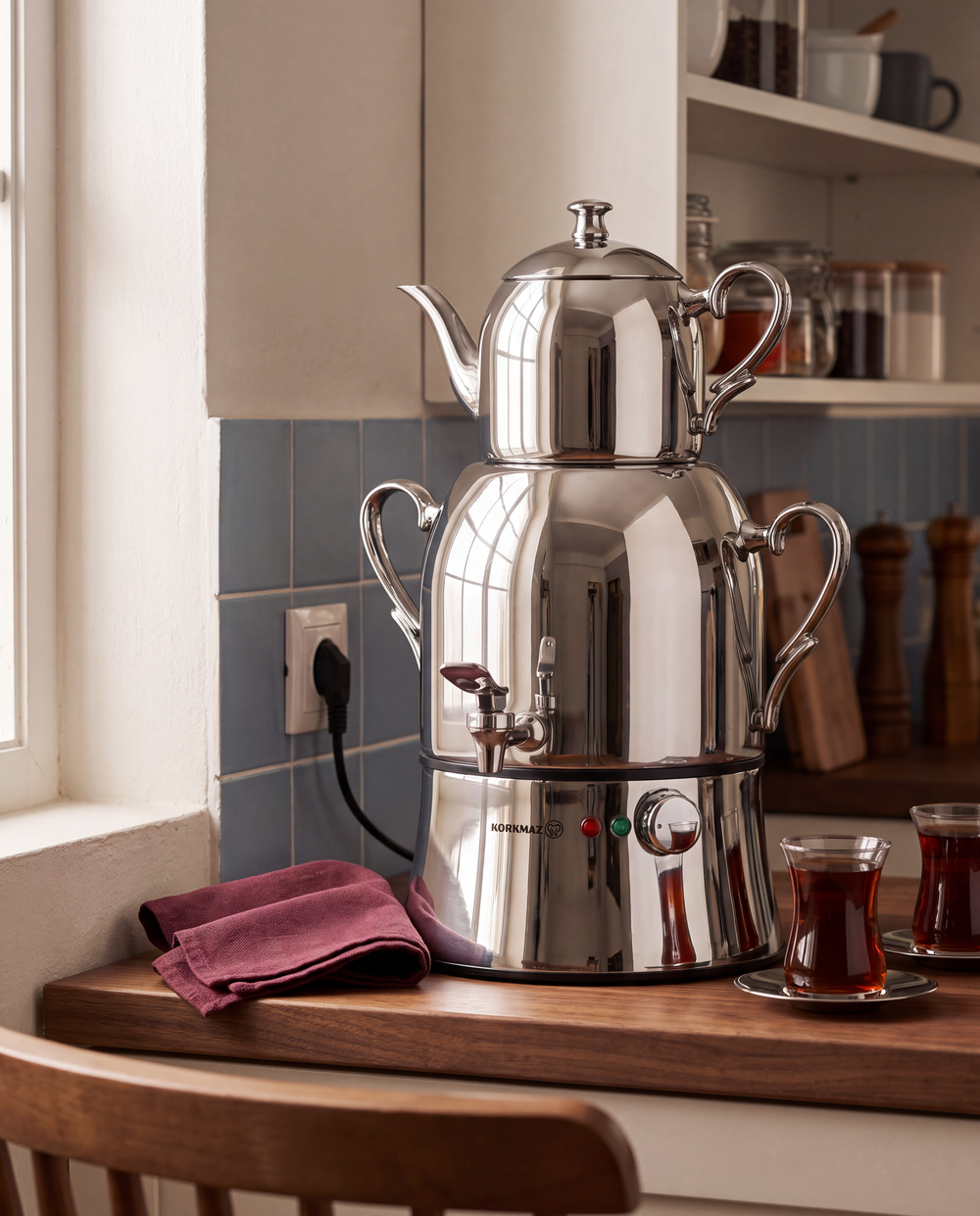 Korkmaz Nosta Mega Electric Samovar - 1.5 L + 4 L - image 5