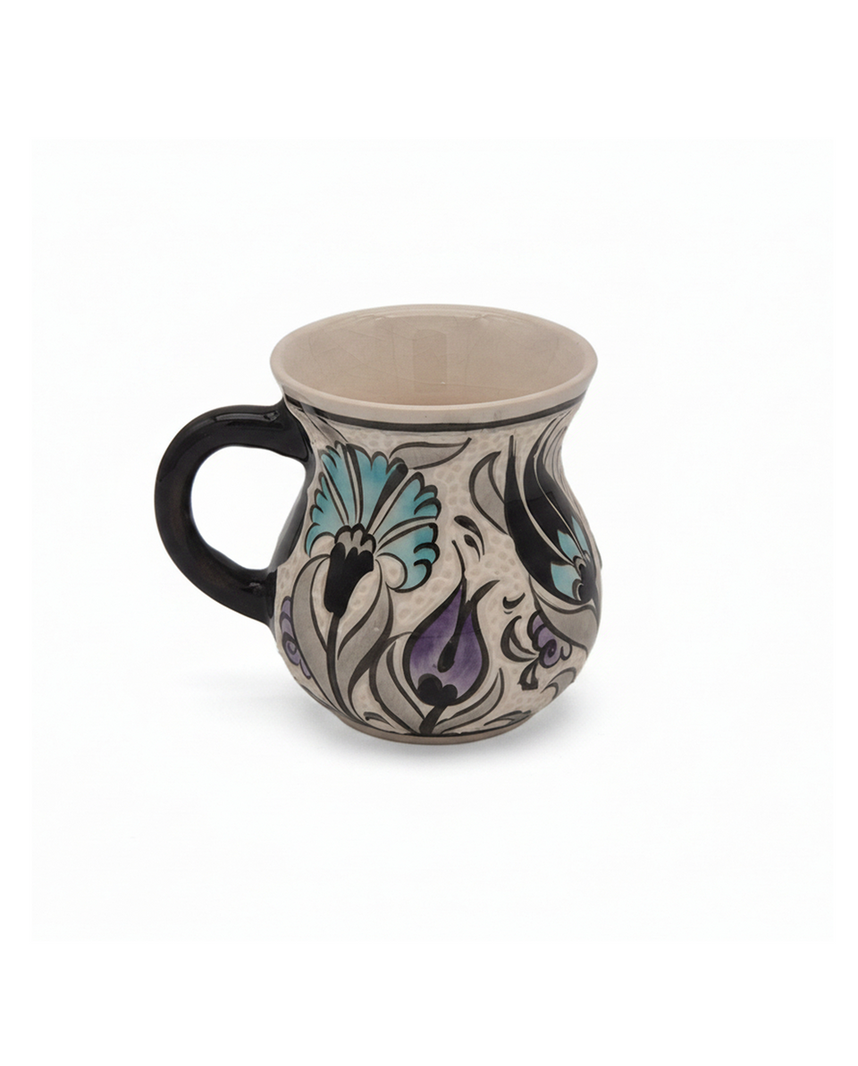 Curved Floral Ceramic Mug - image 1