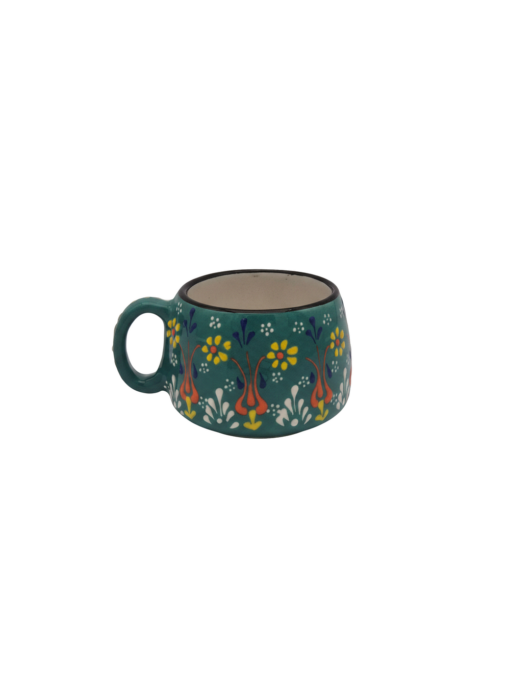 Short Textured Floral Ceramic Mug - image 1