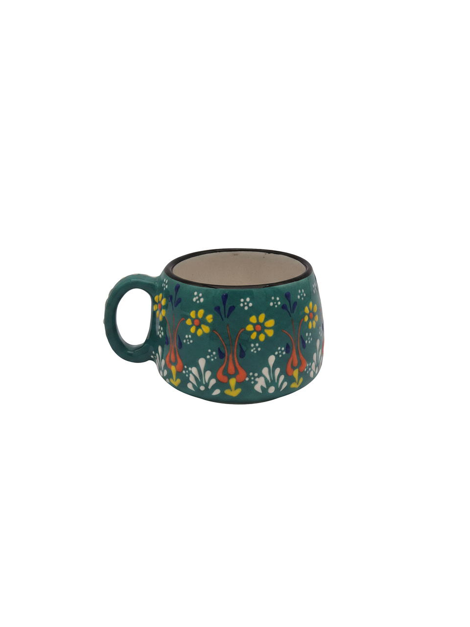 Short Textured Floral Ceramic Mug - image 1