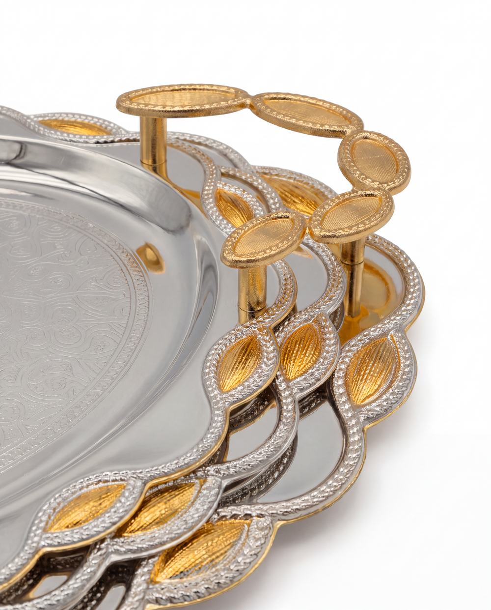 Gold Trim Oval Serving Trays - Set of 3 - image 2