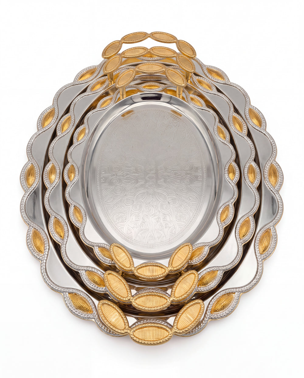 Gold Trim Oval Serving Trays - Set of 3 - image 4