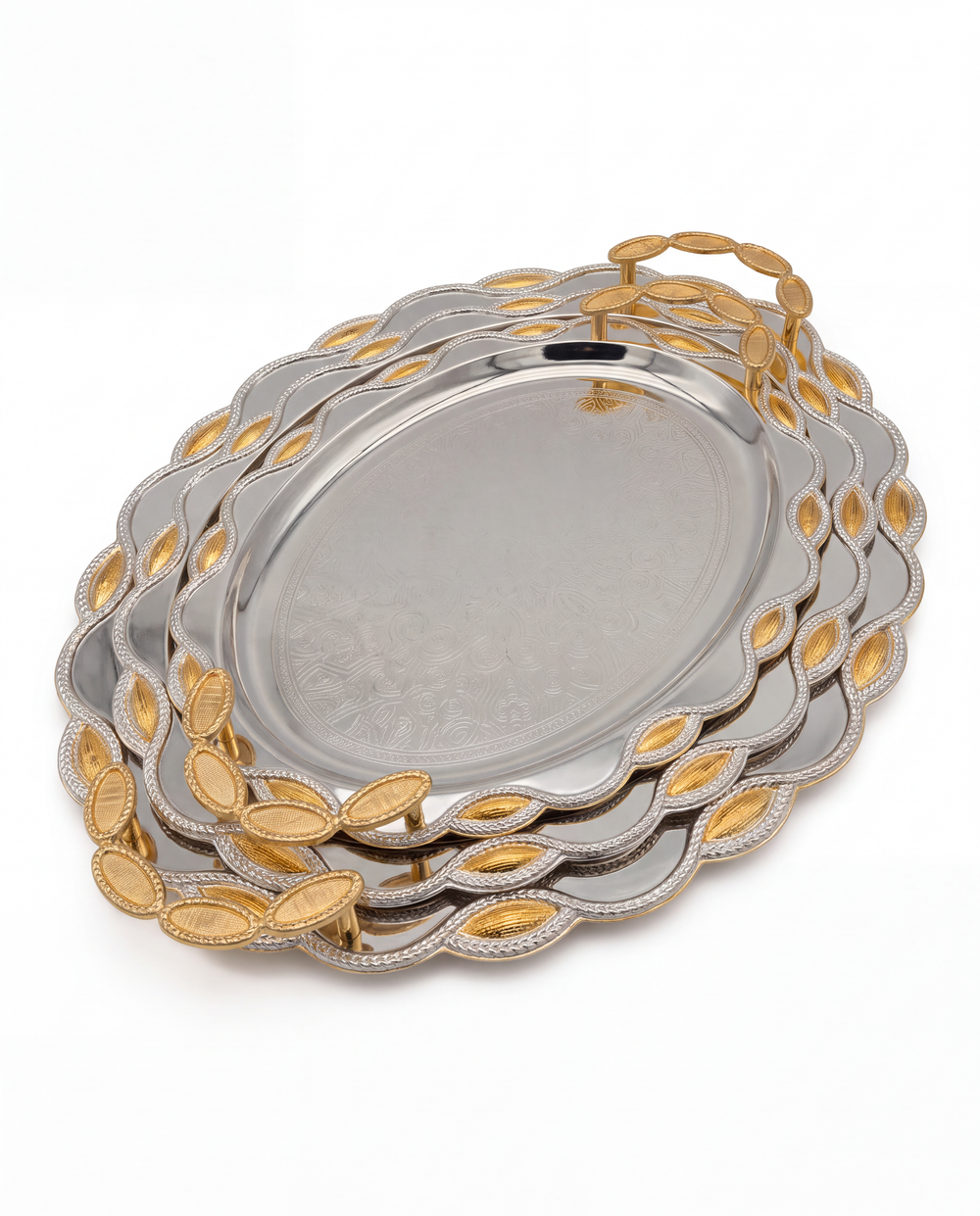 Gold Trim Oval Serving Trays - Set of 3 - image 5