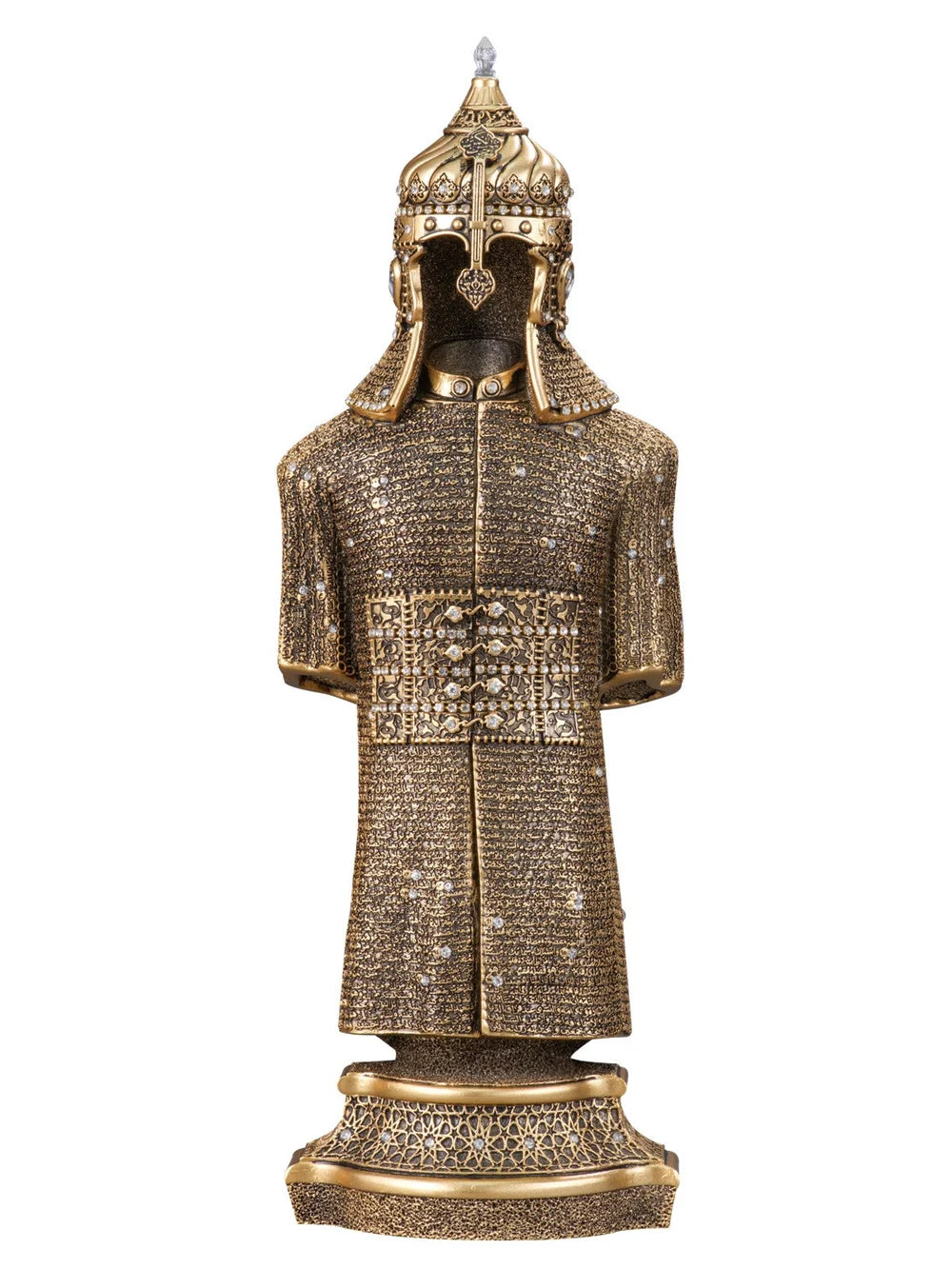Gold-coloured Jawshan Kabir armour ornament, front view